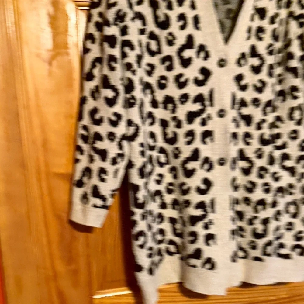 J. Jill Black and Cream Leopard Cardigan - Picture 5 of 10